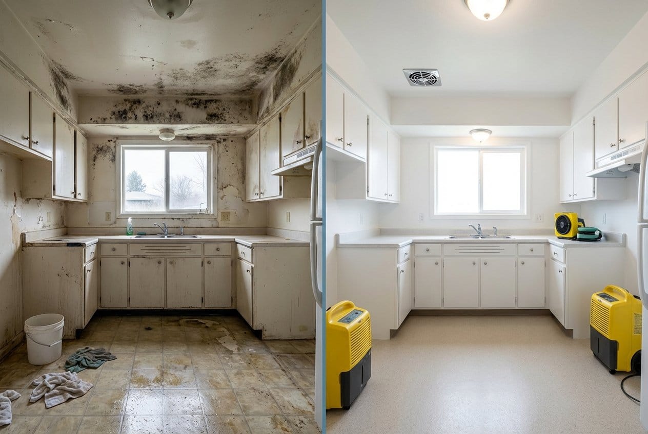 Mold Inspection & Moisture Assessment restoration β home kitchen of colonial residence in Bergenfield, NJ