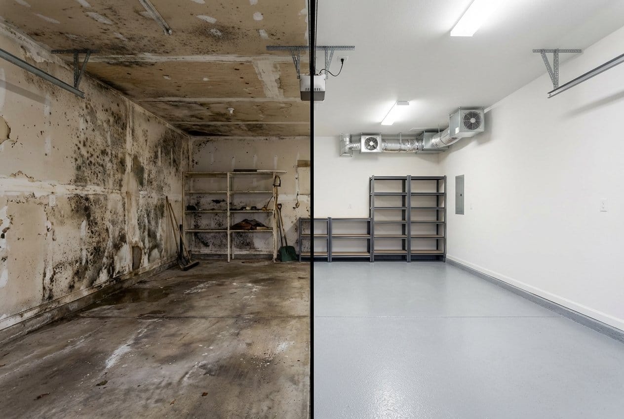 Mold Removal & Remediation before and after in garage, Bergenfield NJ